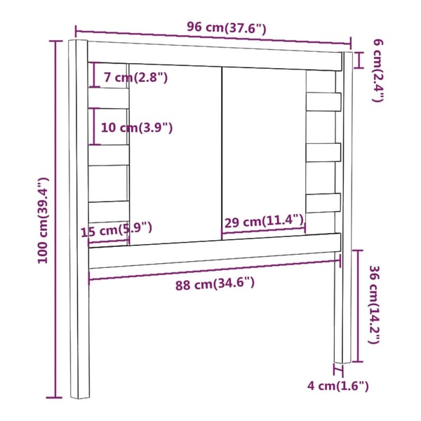 vidaXL Sengegavl svart 96x4x100 cm heltre furu