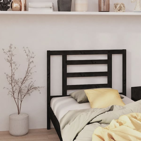 vidaXL Sengegavl svart 96x4x100 cm heltre furu