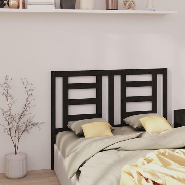 vidaXL Sengegavl svart 126x4x100 cm heltre furu