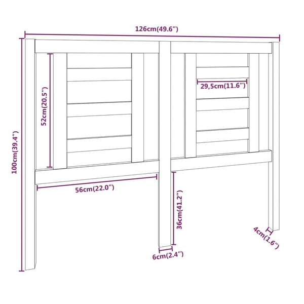 vidaXL Sengegavl honningbrun 126x4x100 cm heltre furu