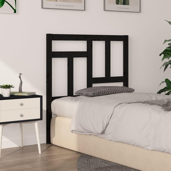 vidaXL Sengegavl svart 95,5x4x100 cm heltre furu
