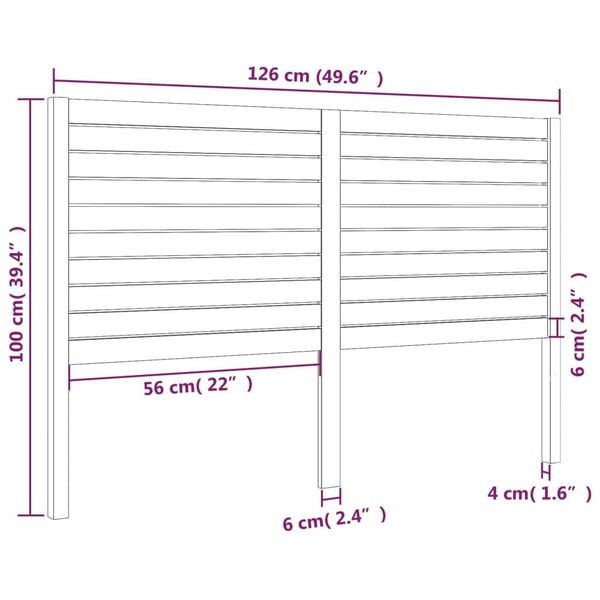 vidaXL sengegærde 126x4x100 cm massivt fyrretræ