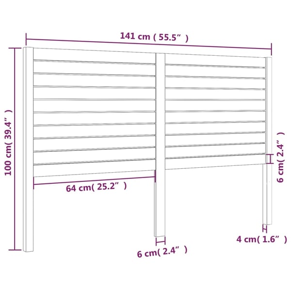 vidaXL Sengegavl 141x4x100 cm heltre furu