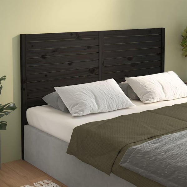vidaXL Sengegavl svart 141x4x100 cm heltre furu