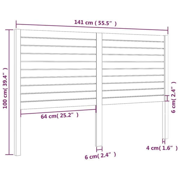 vidaXL Sengegavl svart 141x4x100 cm heltre furu