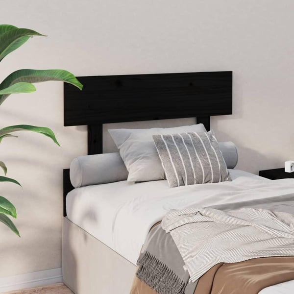 vidaXL Sengegavl svart 103,5x3x81 cm heltre furu