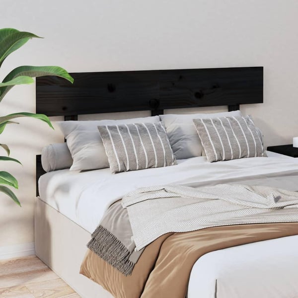 vidaXL Sengegavl svart 144x3x81 cm heltre furu