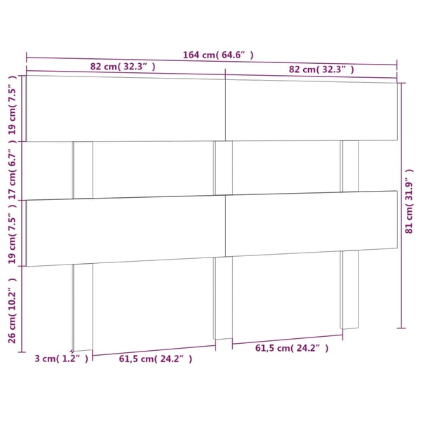 vidaXL sengegærde 164x3x81 cm massivt fyrretræ sort