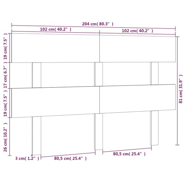 vidaXL Sengegavl honningbrun 204x3x81 cm heltre furu