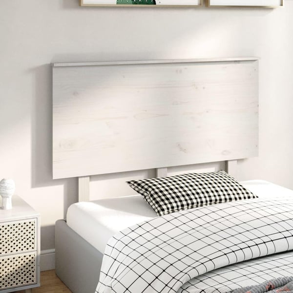 vidaXL Sengegavl hvit 124x6x82,5 cm heltre furu