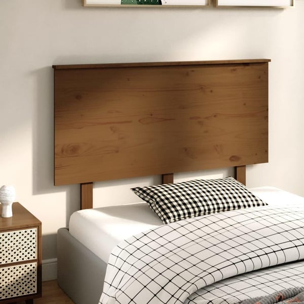 vidaXL Sengegavl honningbrun 124x6x82,5 cm heltre furu
