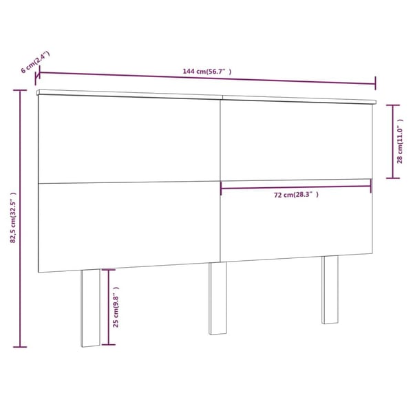 vidaXL sengegærde 144x6x82,5 cm massivt fyrretræ grå