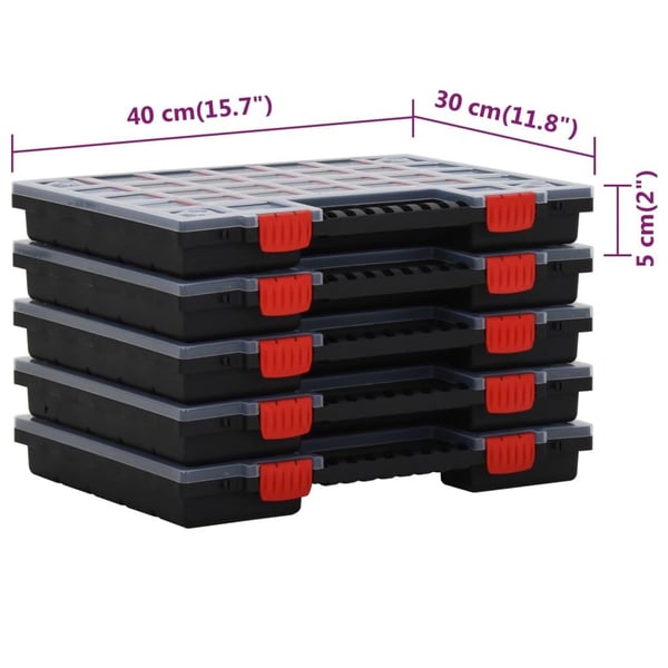 vidaXL sortimentbokse 5 stk. 40x30x5 cm polypropylen