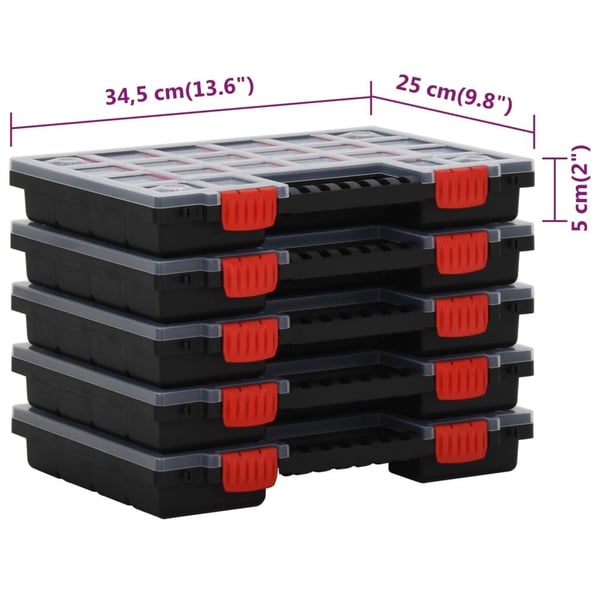 vidaXL Sorteringsbokser 5 stk 34,5x25x5 cm polypropylen