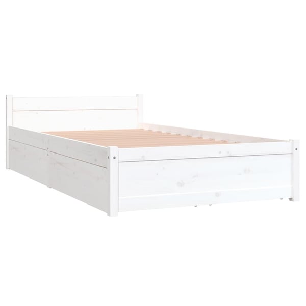 vidaXL Sengeramme med skuffer hvit 90x190 cm Single