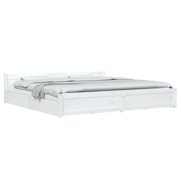 vidaXL sengeramme med skuffer 180x200 cm Super King hvid