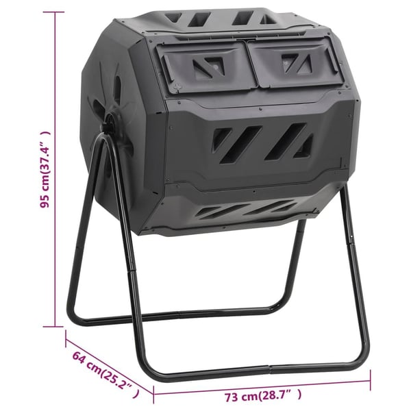 vidaXL kompostbeholder til have 73x64x95 cm 160 l sort