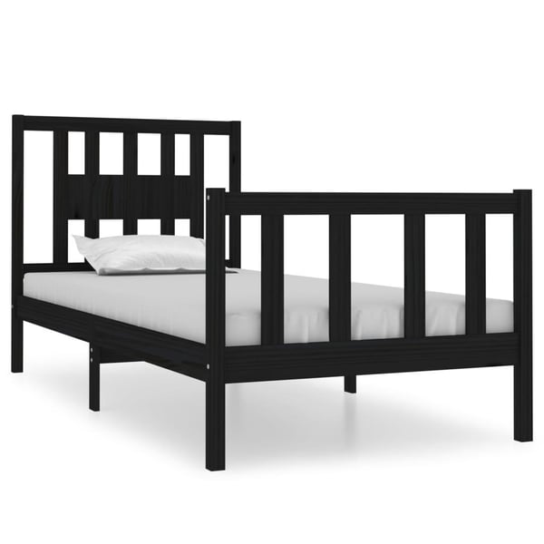 vidaXL Sengeramme svart heltre 75x190 cm Small Single