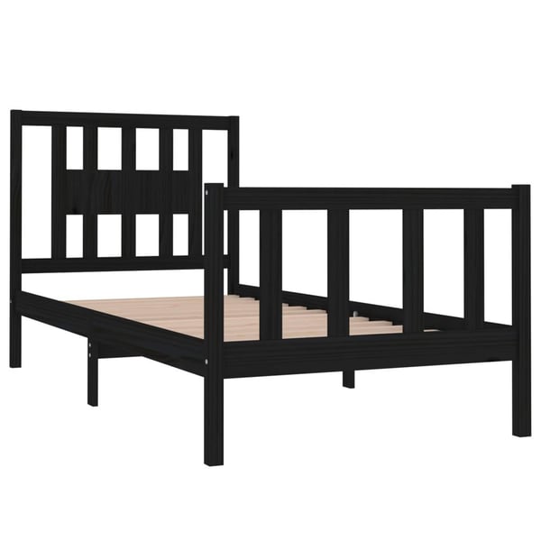 vidaXL Sengeramme svart heltre 75x190 cm Small Single
