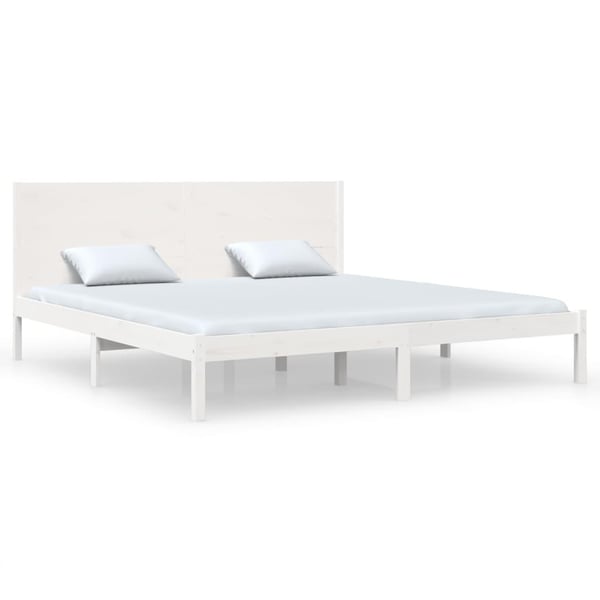 vidaXL Sengeramme med madrass hvit 200x200 cm heltre furu