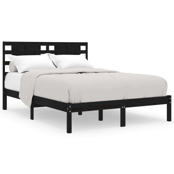 vidaXL Sengeramme svart heltre furu 140x190 cm