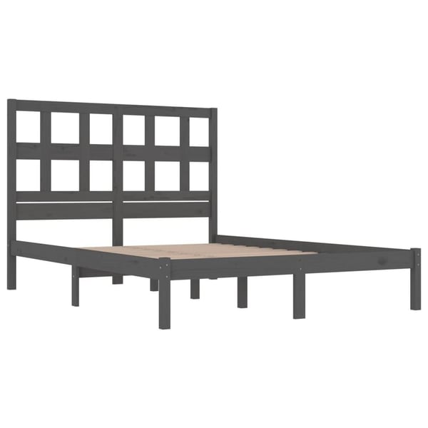 vidaXL Sengeramme grå heltre furu 200x200 cm