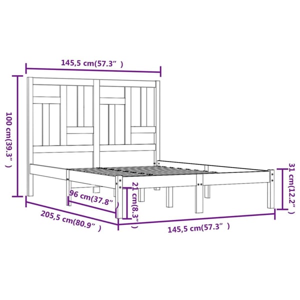 vidaXL Sengeramme uten madrass hvit 140x200 cm heltre furu