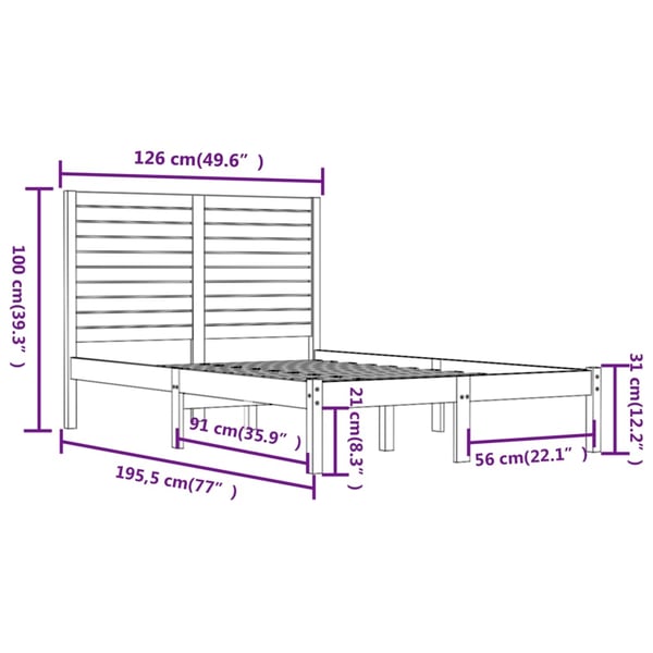vidaXL Sengeramme heltre 120x190 cm Small Double
