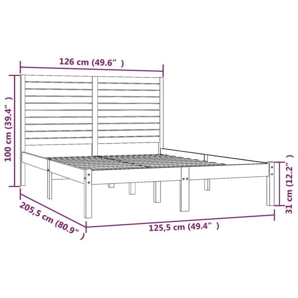 vidaXL Sengeramme hvit heltre 120x200 cm