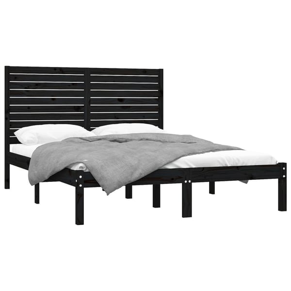 vidaXL Sengeramme svart heltre 150x200 cm King Size