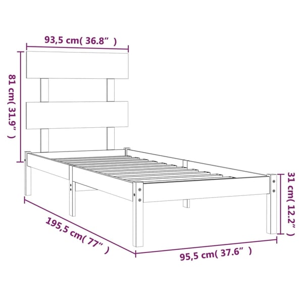 vidaXL Sengeramme heltre furu 90x190 cm Single