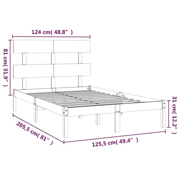 vidaXL Sengeramme hvit heltre 120x200 cm