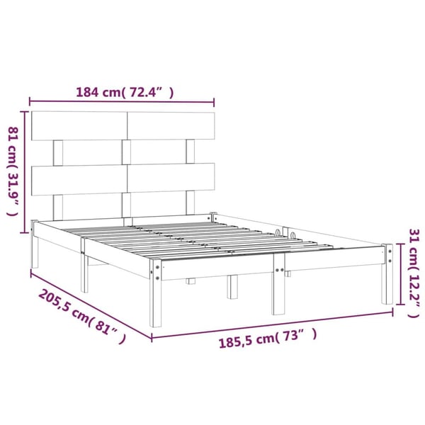 vidaXL Sengeramme hvit heltre 180x200 cm Super King