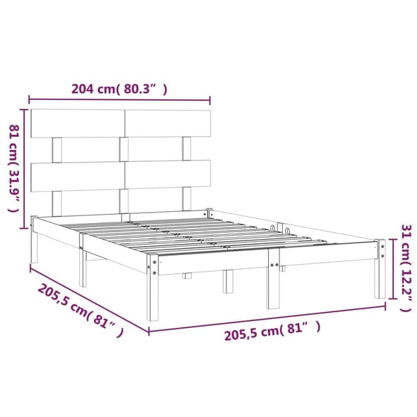 vidaXL Sengeramme honningbrun heltre200x200 cm