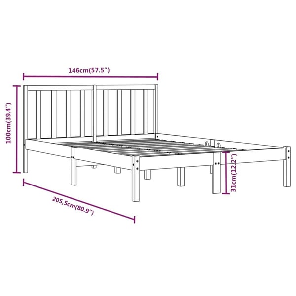 vidaXL Sengeramme svart heltre furu 140x190 cm
