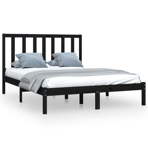 vidaXL Sengeramme svart heltre furu 140x190 cm