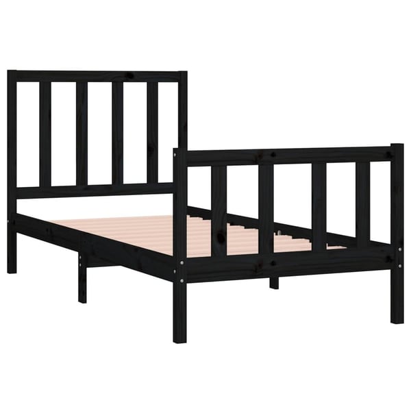 vidaXL Sengeramme svart heltre 75x190 cm Small Single