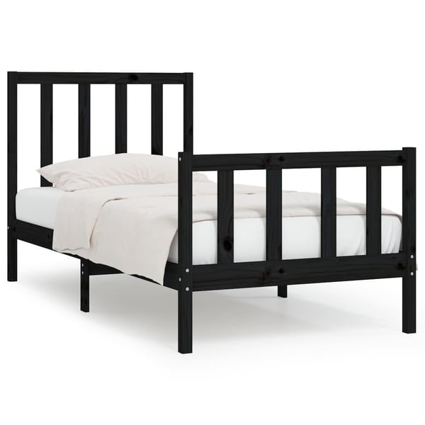 vidaXL Sengeramme svart heltre 75x190 cm Small Single