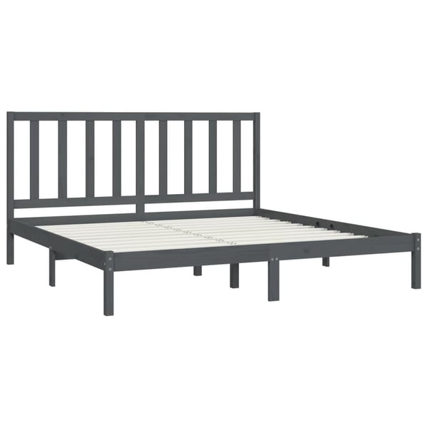 vidaXL Sengeramme grå heltre furu 200x200 cm