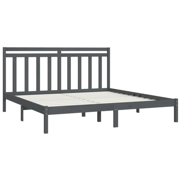 vidaXL Sengeramme grå heltre 200x200 cm