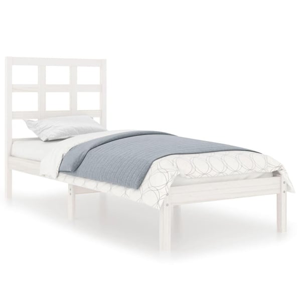 vidaXL Sengeramme hvit heltre 75x190 cm Small Single