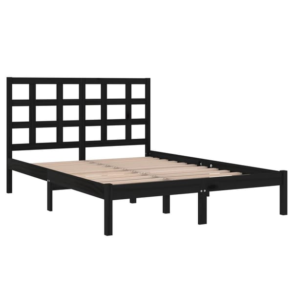 vidaXL Sengeramme svart heltre 140x190 cm