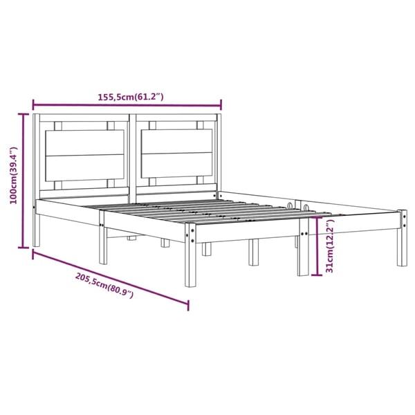 vidaXL Sengeramme heltre 150x200 cm King Size
