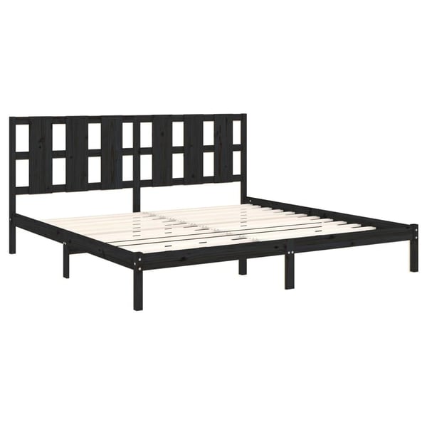 vidaXL Sengeramme svart heltre furu 200x200 cm