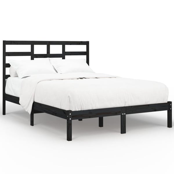 vidaXL Sengeramme svart heltre 140x190 cm