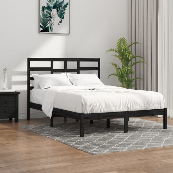 vidaXL Sengeramme svart heltre 140x190 cm