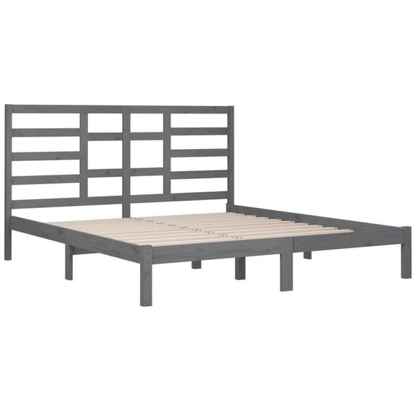 vidaXL Sengeramme grå heltre 200x200 cm