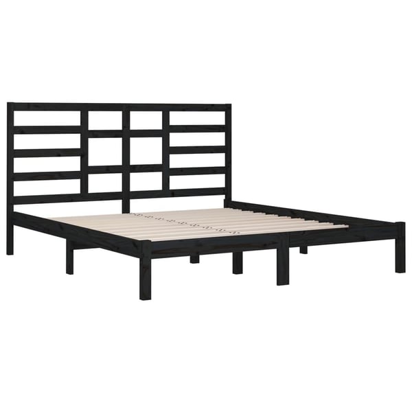 vidaXL Sengeramme svart heltre200x200 cm
