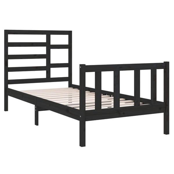 vidaXL Sengeramme svart heltre 75x190 cm Small Single
