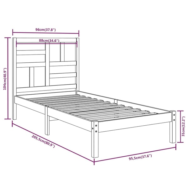 vidaXL Sengeramme heltre 90x200 cm